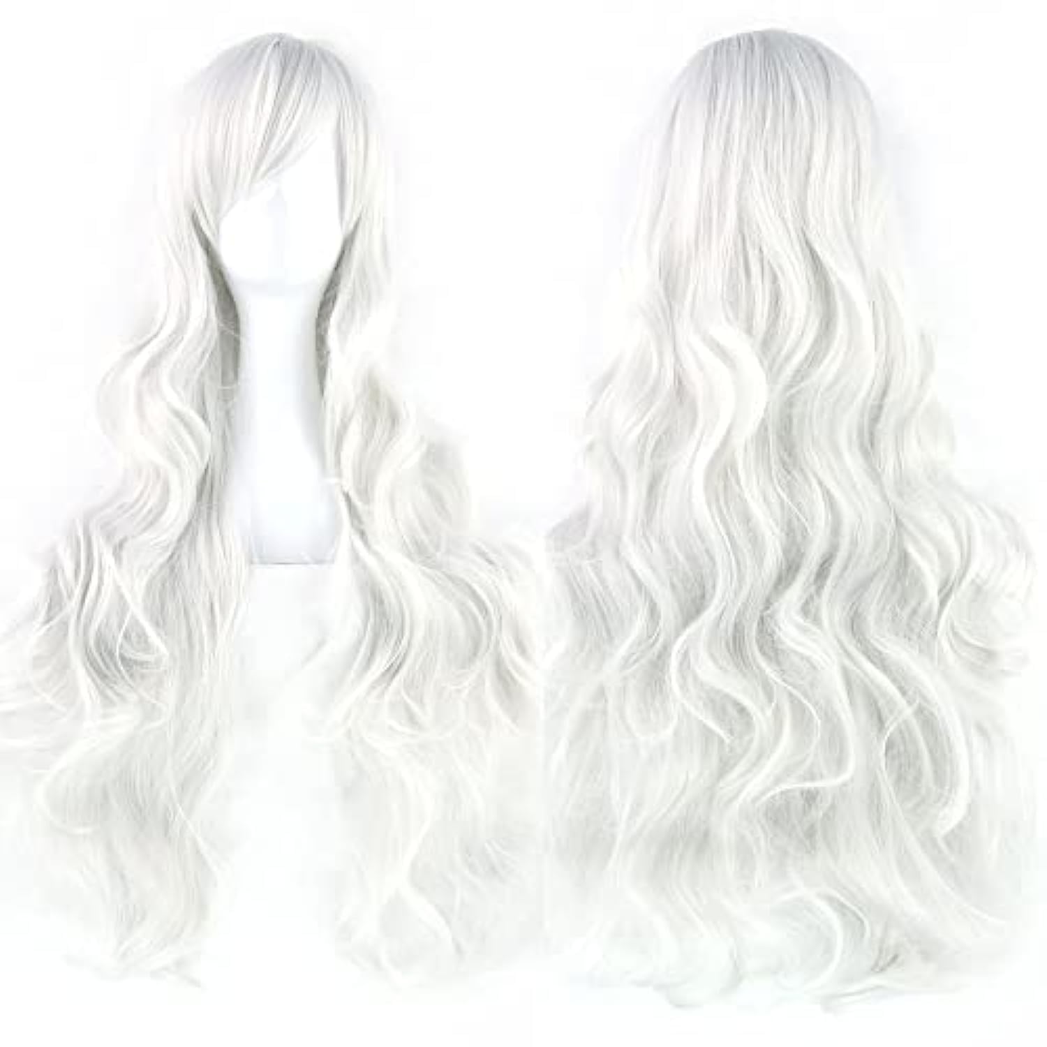 Anime Cosplay Long Black Hair - ハロウィン新作黒猫コスプレウィッグ 女性用シルバーホワイトロングカーリーヘア 斜め前髪付き ハロウィンコスチュームパーティーウィッグ 女性用