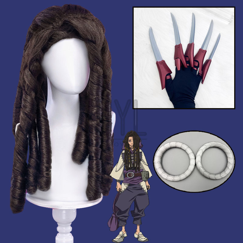Anime Cosplay Long Black Hair - アニメ「ガチアクタ」ジャバーワンガー コスプレウィッグ ブラック ロング シンセティックヘア ブレスレット