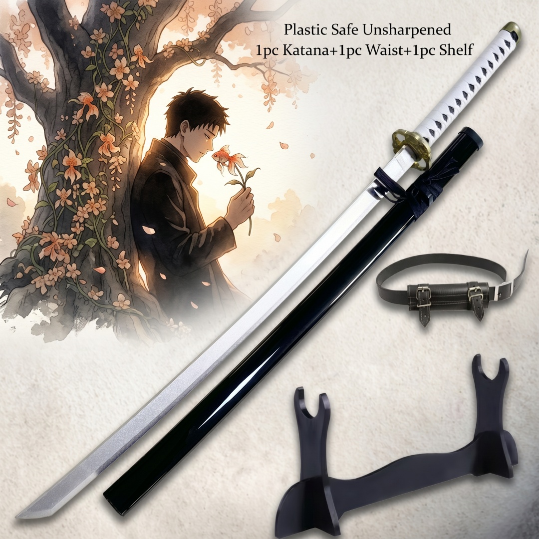 Anime Cosplay Katana - 40インチのカグラバチ刀、スタンド付きセット、アニメコスプレ小道具、忍者刀、日本刀、1:1スケール、実物大、プラスチック製おもちゃ、ギフト