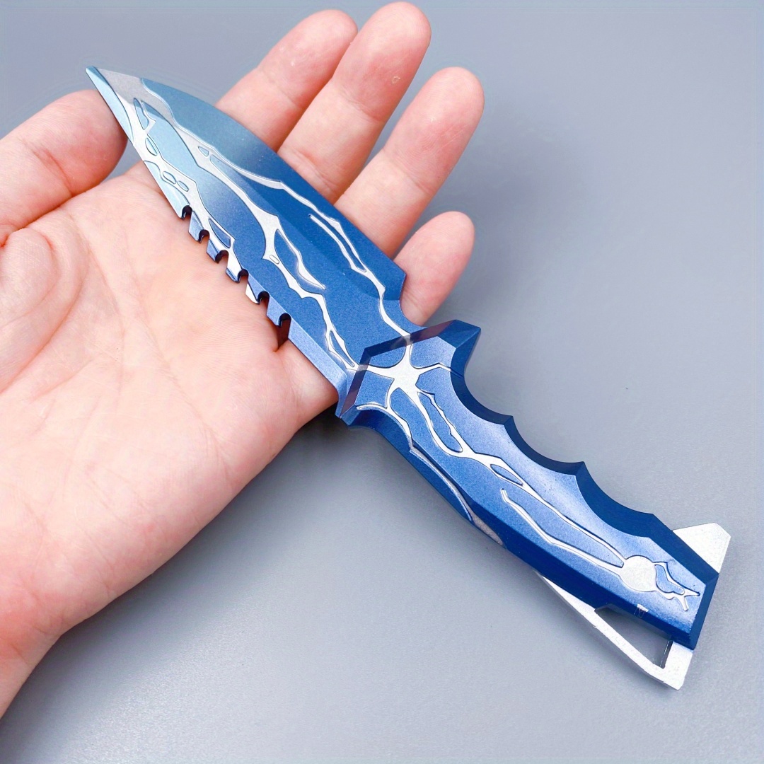 Anime Cosplay Katana - 8.6インチ/22cm ブラックウェーブブレード刀 アニメメタルソード ヴァロラント コスプレ小道具 忍者ナイフ