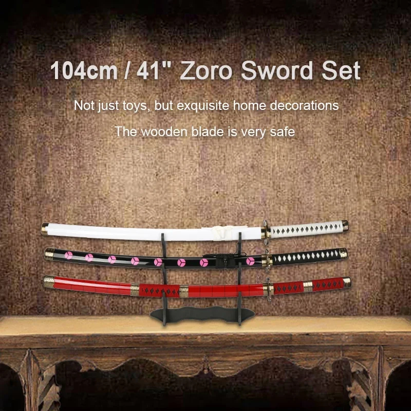 Anime Cosplay Katana - 2026 3ピース ロロノア・ゾロ刀 104cm 手作り刀 日本アニメコスプレ刀