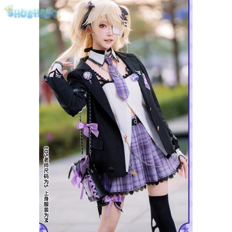 Anime Cosplay Shop - フィッシュル コスプレ衣装 ゲーム原神インパクト メイス コーヒーショップ JK制服