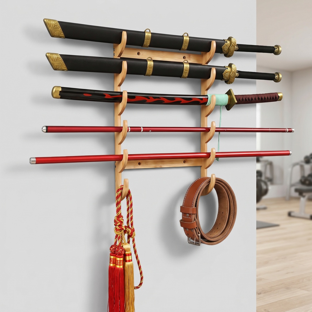 Anime Cosplay Katana - 8層式壁掛け刀剣収納棚サポートホルダー アニメコスプレ木製サーベル侍刀ディスプレイ本物の日本刀飾り