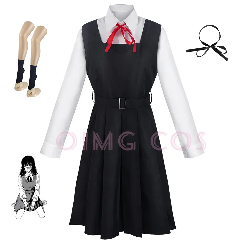 Anime Cosplay Chainsaw Man - Mitaka Asa コスプレ衣装チェーンソーマン衣装ブルースーツシャツネクタイアニメショートウィッグネックリングハロウィン女性制服