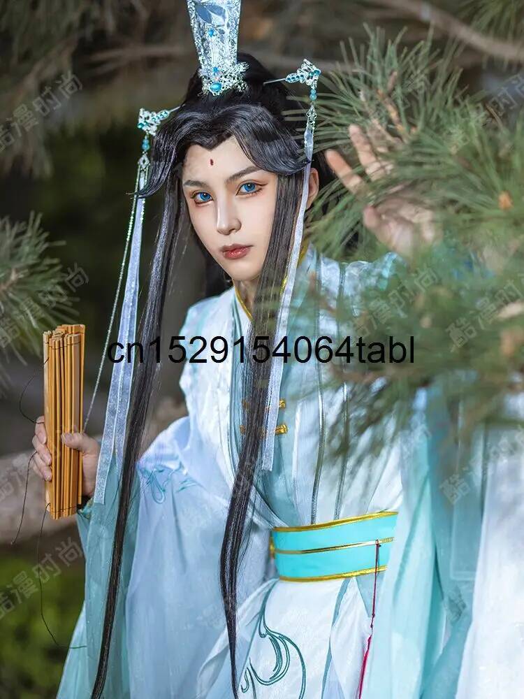 Anime Cosplay Wigs - 新天官慈福風師清玄コスプレ衣装漢服セット天官の祝福付きハロウィンウィッグ付き