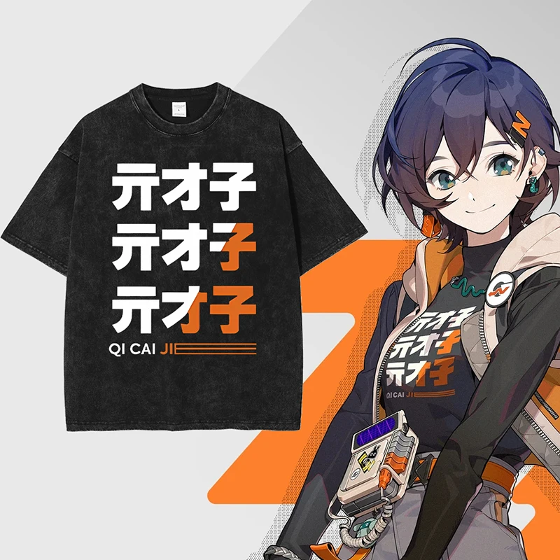 Anime Cosplay Shop - 女性のためのzenlessゾーンゼロTシャツ,アニメ,ヴィンテージ,ウォッシュコスプレトップス,dtgプリントTシャツ,カジュアルファッション,綿100%