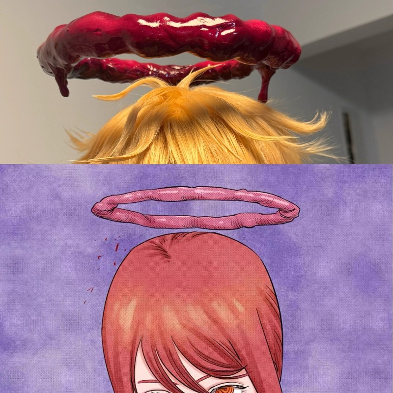 アニメマキマコスプレチェーンソーcos赤い大腸帽子恐ろしいロ - Anime Cosplay Makima のレビューと価格