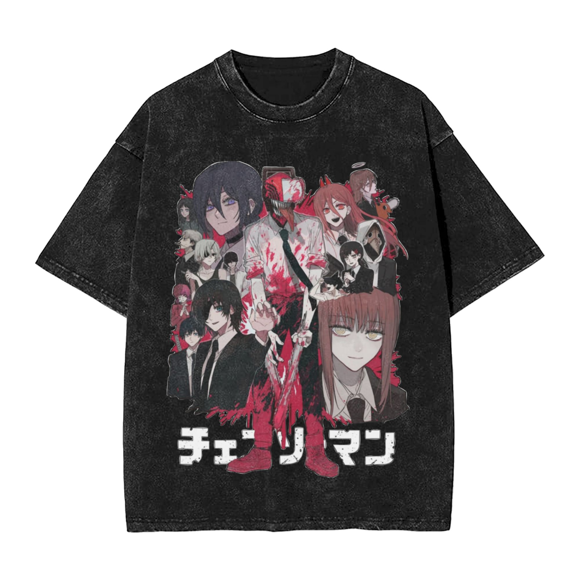 チェーンソーマン ウォッシュドコットン Tシャツ、アニメプリ - Anime Cosplay Chainsaw Man のレビューと価格