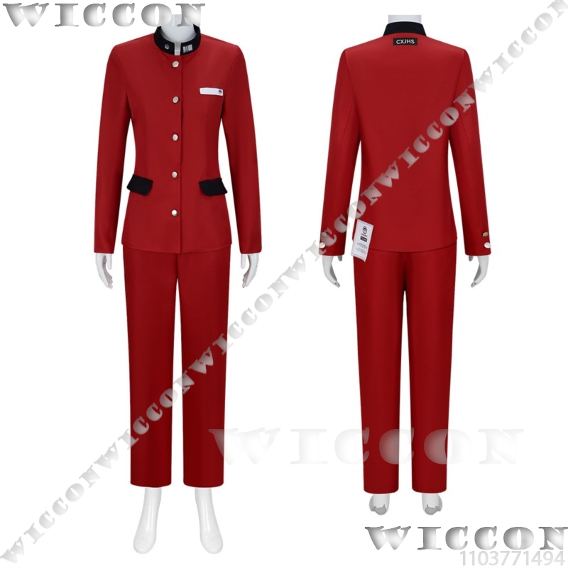 ツクモ今百ゲームコスプレライン赤い学校制服学生スーツ紫色のか - Anime Cosplay Wigs のレビューと価格