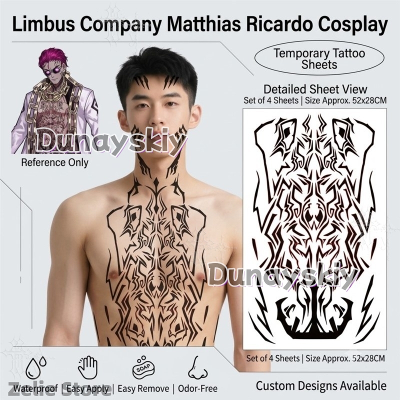 Limbus Company タトゥーステッカーカスタムマテ - Anime Cosplay Face のレビューと価格
