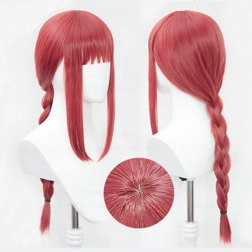 高品質マキマアニメチェンソーマンコスプレ用ロングコーラルピン - Anime Cosplay Makima のレビューと価格