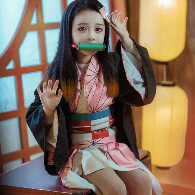 アニメ竈門禰豆子コスプレ衣装衣装着物羽織ウィッグ下駄スーツ大 - Demon Slayer Haori のレビューと価格