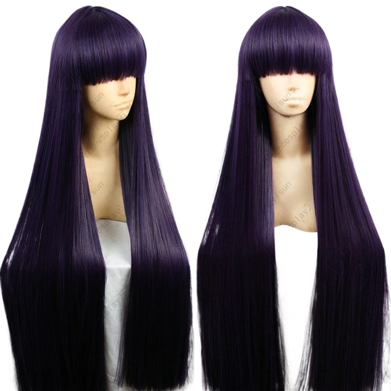 セーラーマー-長いストレート人工毛コスプレウィッグ、耐熱性、 - Anime Cosplay Long Black Hair のレビューと価格