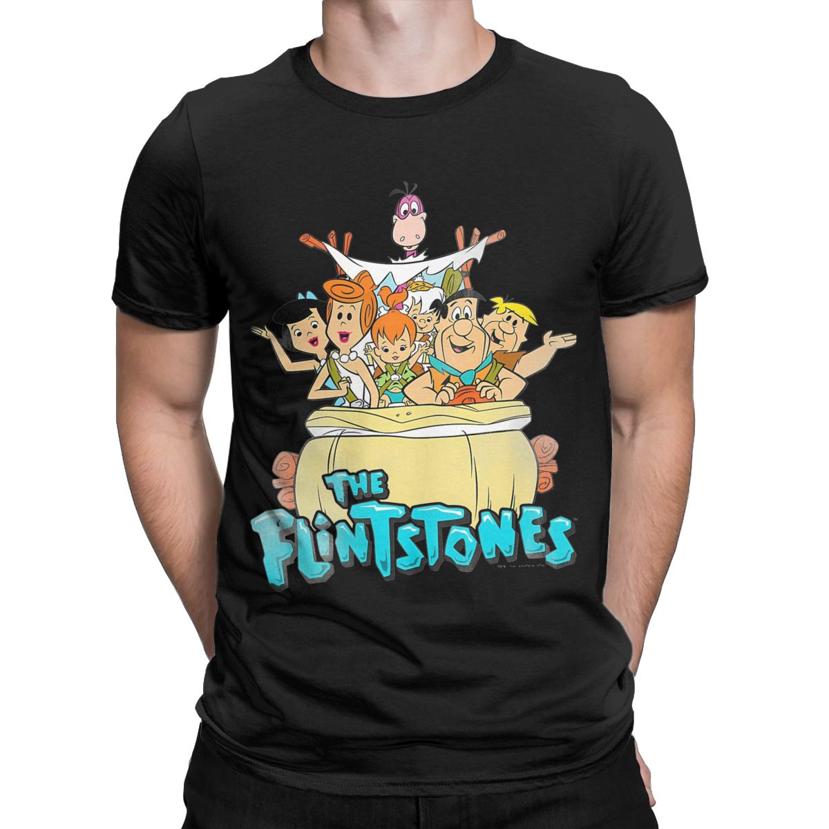 男性と女性のためのフリントストーン漫画Tシャツ,綿100%, - Anime Cosplay Ideas Male のレビューと価格