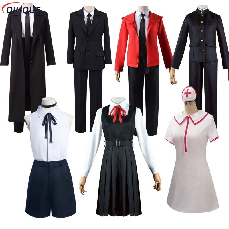 パワーマキマコスプレ衣装ウィッグロングジャケットコート黒スー - Anime Cosplay Makima のレビューと価格
